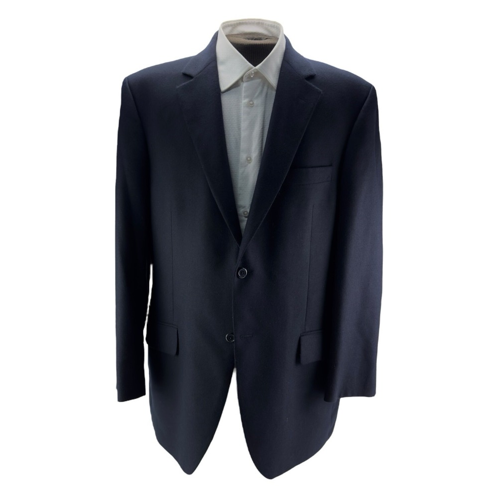 John W. Nordstrom Loro Piana Pure Cashmere Navy Blue 2 Button Sport Coat Sz 44L